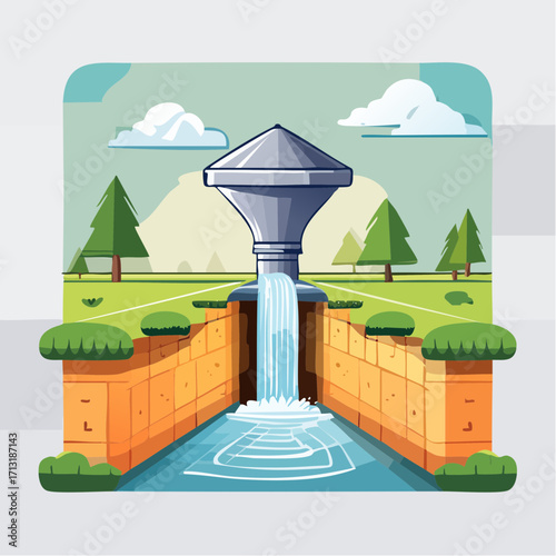 Elegant Water Feature in Lush Green Park