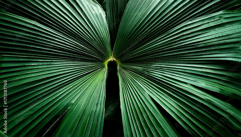 Obraz premium Abstract Palm Leaf Texture Dark Green Foliage Nature Background