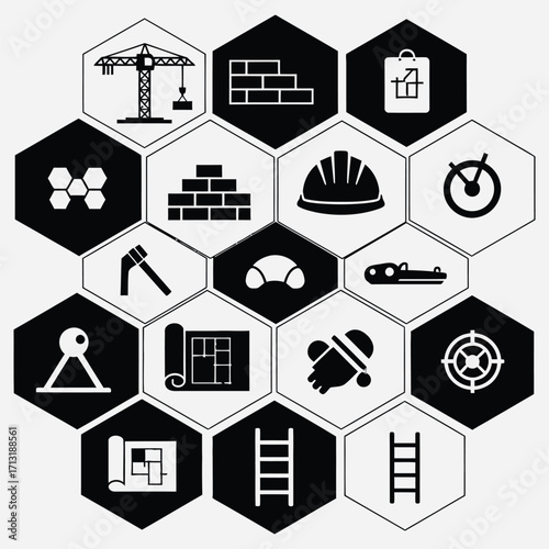 Construction and Building Elements in Hexagonal Design