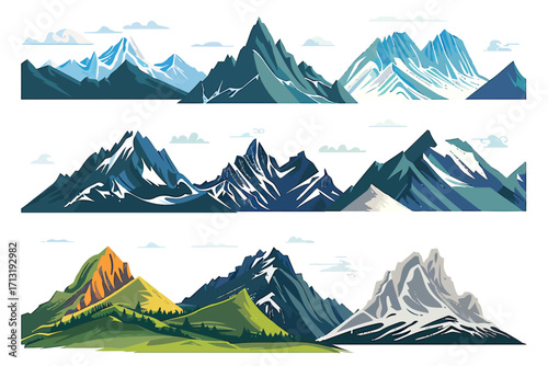 Mountains tiles collection lift isolated