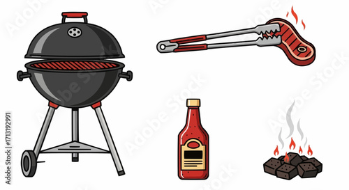 Get ready for summer grilling with this BBQ set, perfect for outdoor cooking, cookouts, backyard parties, and delicious grilled meals with family and friends