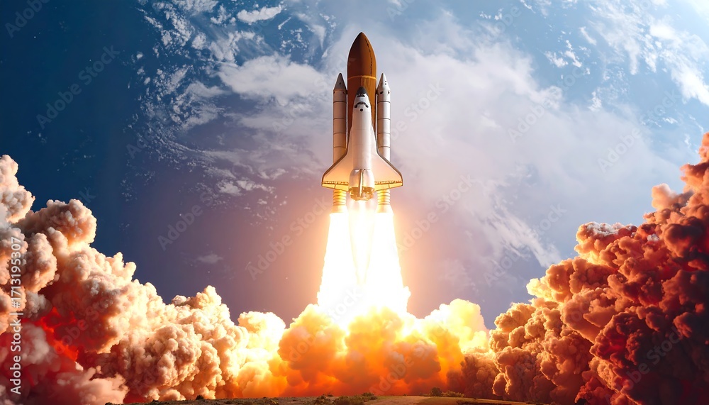 Obraz premium Rocket launch into space