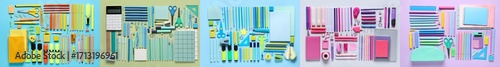 Set of many school supplies...