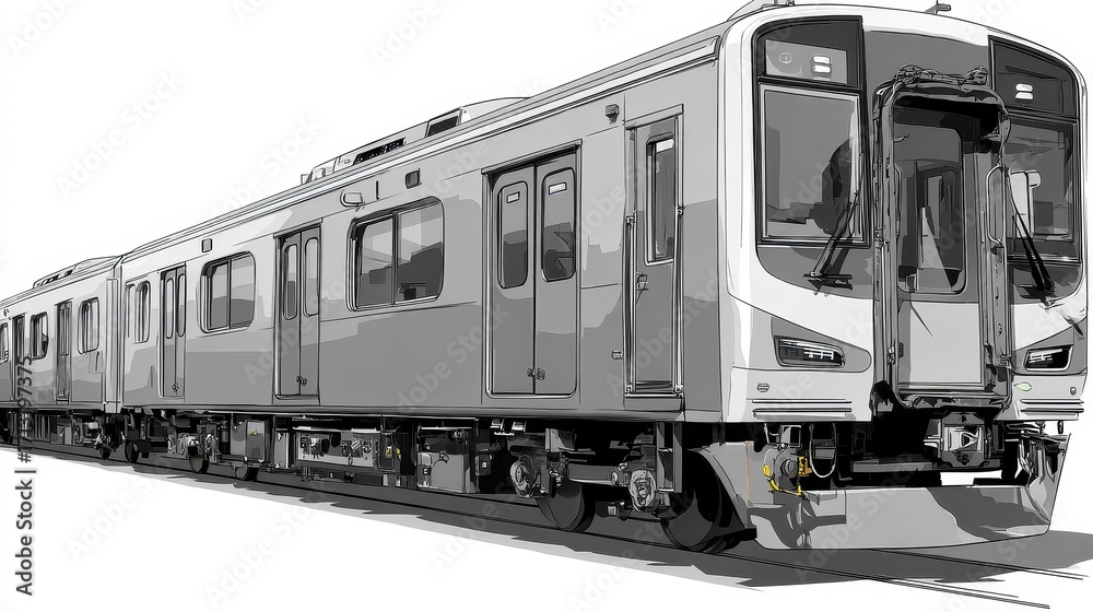 Obraz premium A subway train clipart, urban transport element, modern vector illustration, gray tones, isolated on white background. 