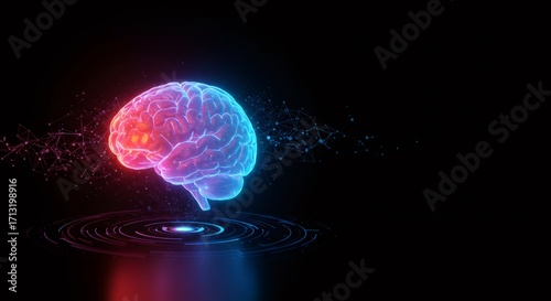 Wallpaper Mural Holographic human brain with neural network. Artificial intelligence and modern medical technology concept. Scientific research and innovation. Torontodigital.ca