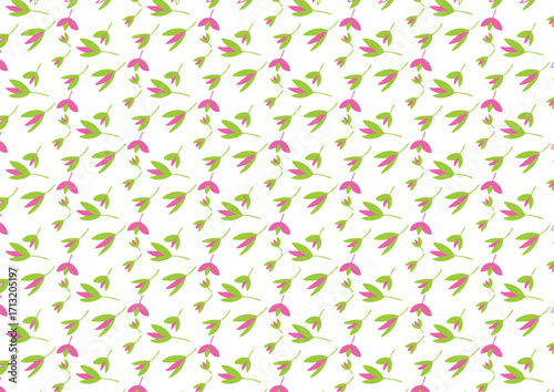 A seamless floral and leaf pattern featuring colorful leaves on a white background. Ideal for fabric, wallpaper, and packaging design.