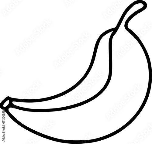 Single outlined banana illustration, healthy fruit, simple minimalist design