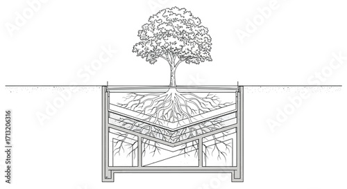 Tree Root System in a Structural Support System for Urban Environments and Infrastructure Development