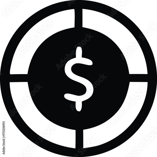 Targeted financial goal icon dollar symbol precision aiming for profit business objective success
