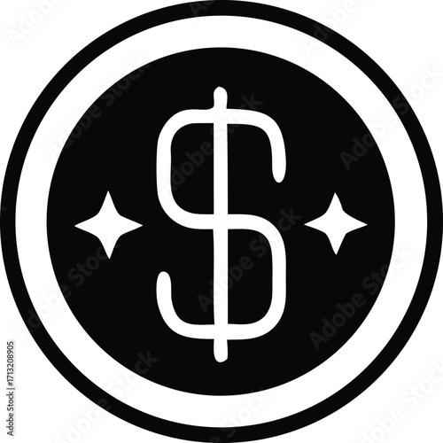 Classic dollar coin symbol representing finance wealth money and financial success in a clean icon design