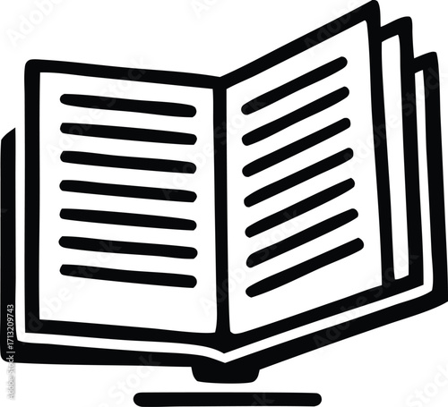 Open book icon simple sketch drawing symbol educational knowledge learning reading literature literary graphic