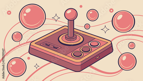 Retro arcade game joystick controller vector illustration for gaming enthusiasts and design projects alike