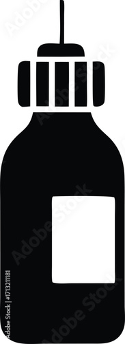 Simple silhouette icon of a dropper bottle with a label space for product information or branding