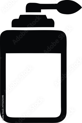 Simple glyph icon of a perfume bottle with atomizer spray top suitable for various design projects