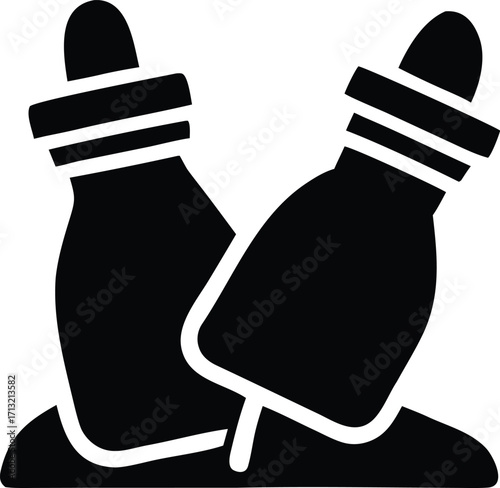 Two dropper bottles with caps icon representing liquids medicines or essential oils for health wellness and cosmetics