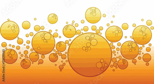 Vibrant vector illustration of yellow and orange bubbles rising against a gradient background