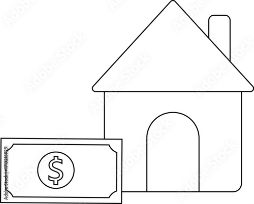 house icon and dollar icon with white background