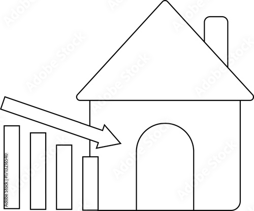 house icon and graph icon down with white background