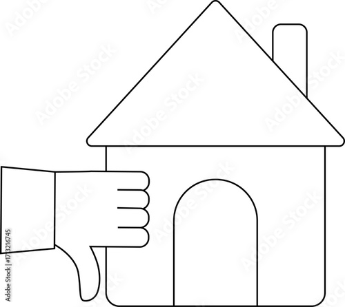 house icon and dislike icon with white background