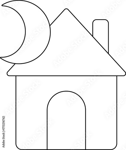 house icon and crescent moon icon with white background