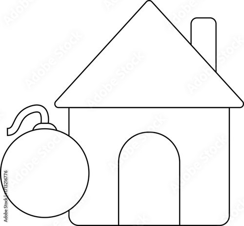 house icon and bomb icon with white background