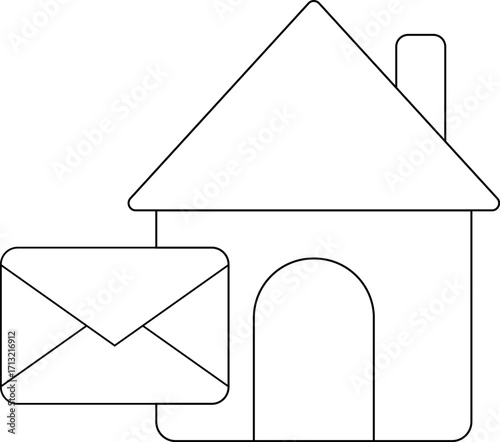 house icon and envelope icon with white background