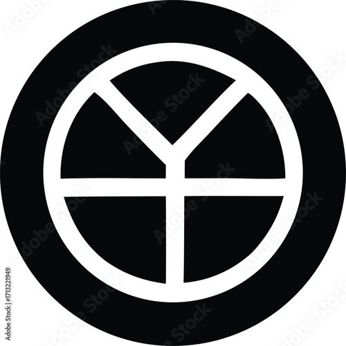 Abstract geometric symbol circular design with radial and horizontal line divisions simple modern emblem icon for branding and graphics