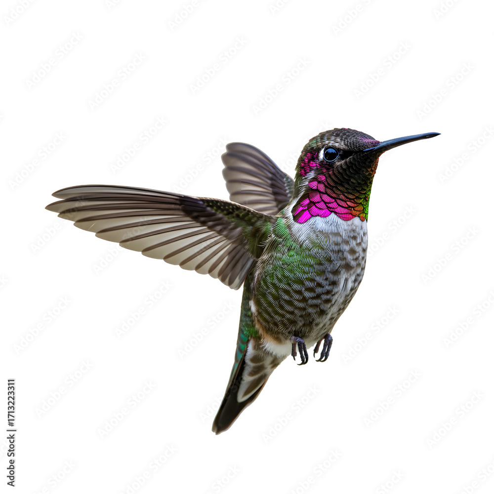 Fototapeta premium Beautiful Hummingbird in Flight on transparent background