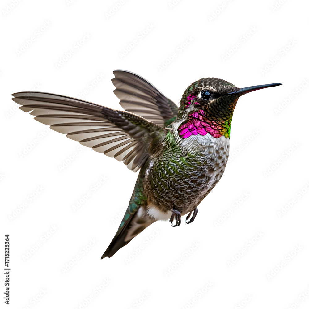 Fototapeta premium Beautiful Hummingbird in Flight on transparent background