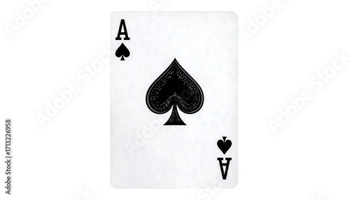 A single playing card, the ace of spades, is displayed against a pure white background.