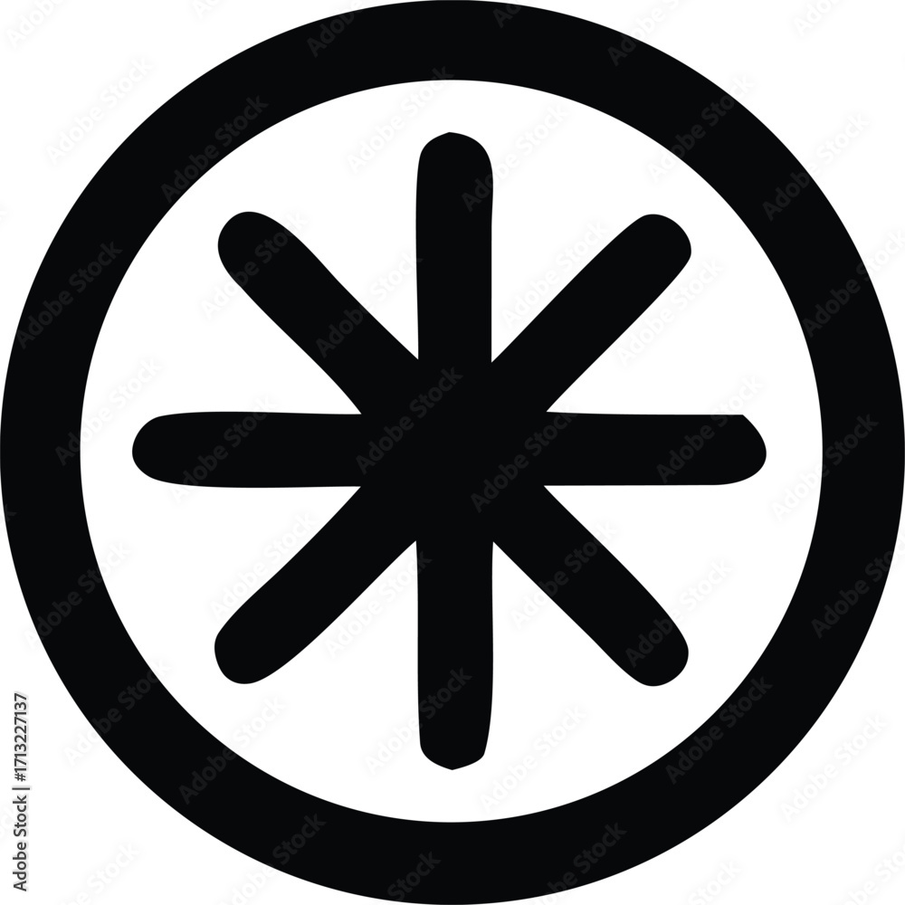 Obraz premium Abstract geometric symbol with eight points inside a circle symbolizing unity and focus geometric star emblem unique design concept for modern applications