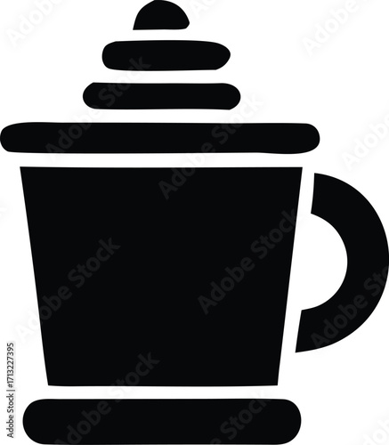 Classic coffee cup with whipped cream icon a simple graphic representation of a hot beverage perfect for cafe menus and design projects.