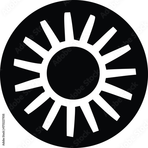 Stylized sun icon with radial spokes and central circle symbolizing energy warmth celestial body power