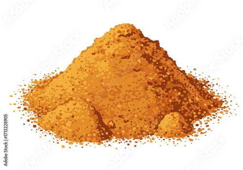 A heap of granular material appearing as a tancolored pile with textured surface  scattered small particles