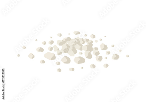 A heap of offwhite variously sized pebbles or grains clustered towards the center of the frame