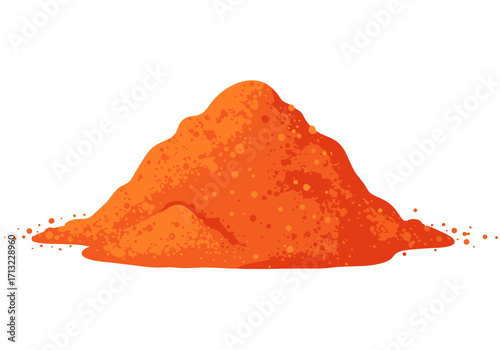 A mound of orange powder textured with small circles resting on a white surface
