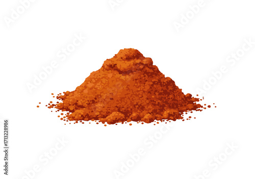 A mound of reddishbrown powder potentially a spice or pigment sits on a white background