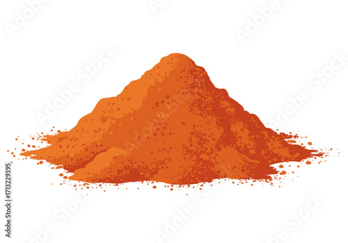 A pile of orangered powder forms a small uneven mound against a plain white background