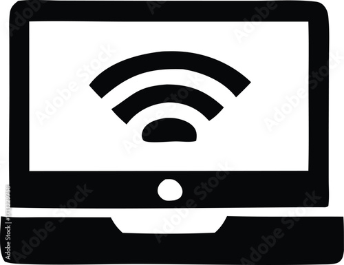 Laptop with wi-fi signal icon digital technology connection wireless network symbol digital device computer connectivity
