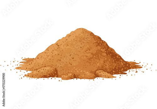 An illustration of a pile of brownishorange sand on a white background
