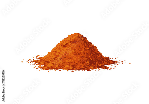 An orange powder pile sits on a white background showing granular texture and form