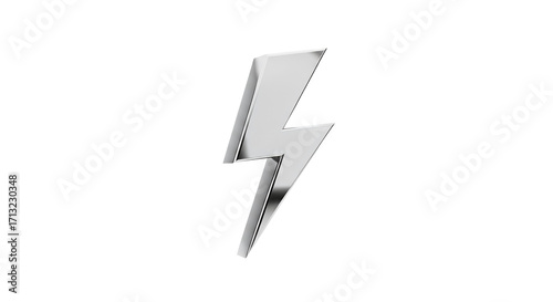 Metallic Lightning Bolt Symbol, 3D Render, Chrome, Power Icon, Energy, Flash, Electricity, Fast, Speed, Quick, Symbol, Sign, Graphic, Design Element, Abstract, Modern, Shiny, Bright, Illustration