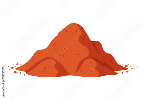 Heap of paprika powder vivid orangered casting shadows granular texture