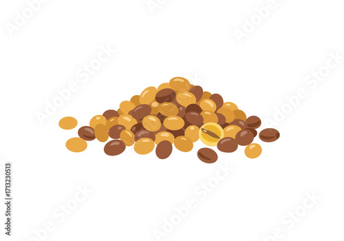 Illustration of soybeans in yellow  brown piled up
