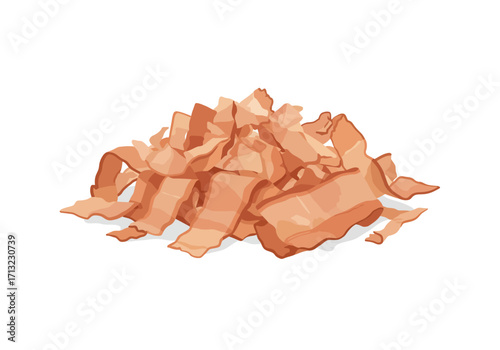 Pile of thinly sliced meat resembling bacon or ham shavings