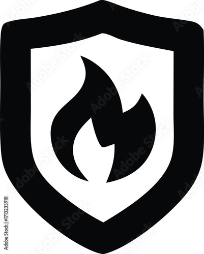 Fire shield symbol icon represents protection against flames heat hazard safety and security