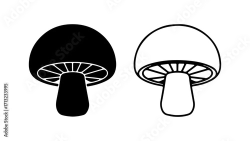 Mushroom Silhouette and Outline Icons.