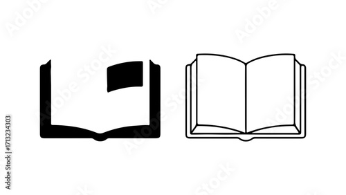 Open book illustrations showing the pages and the spine in two different styles.