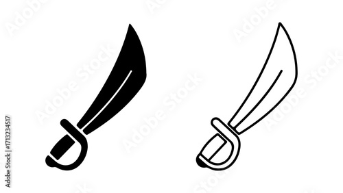 Pirate sword illustration in black and white a classic weapon design.