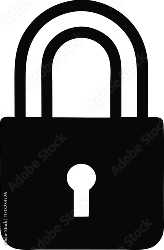 Simple black padlock icon security symbol protection concept guarded access closed lock system lockout privacy data safety